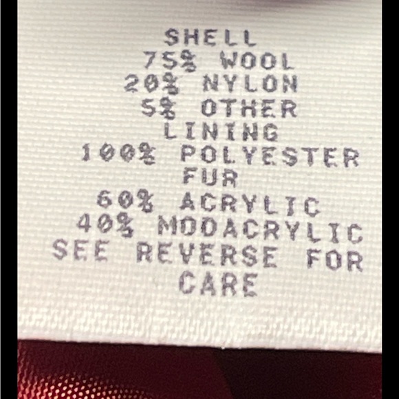 Vintage MDP - Red Wool Coat Faux Fur Zip Collared Lined Waist Length - Sz Large - Picture 11 of 13